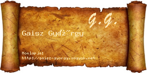 Gaisz György névjegykártya